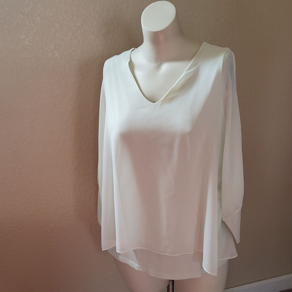 New Soft Surroundings Semi Sheer Overlay Long Sleeve Top Size L - Picture 7 of 10